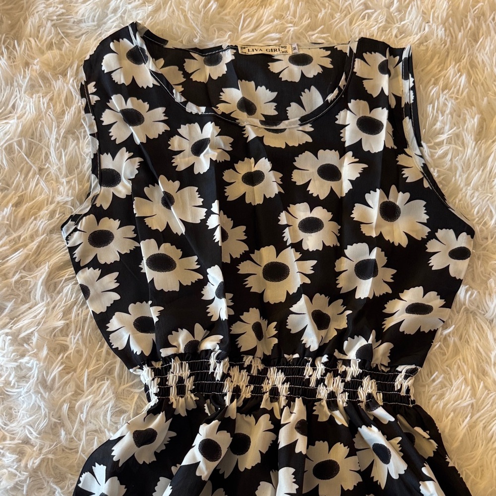 Liva Girl Black and White Floral Dress
